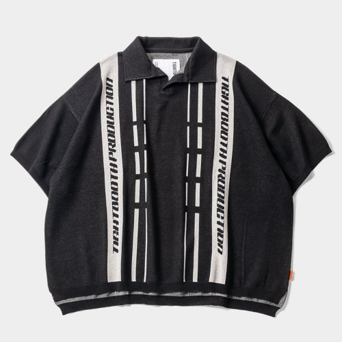 他の写真1: TIGHTBOOTH/STRIPE KNIT OPEN POLO（Black）［ニットオープンポロ-24夏］