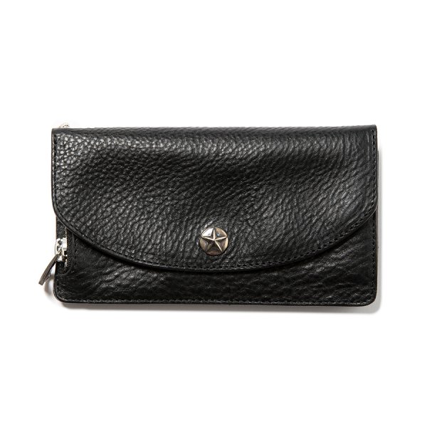 画像1: CALEE/SILVER STAR CONCHO LEATHER LONG WALLET（BLACK）［レザーロングウォレット-24春夏］