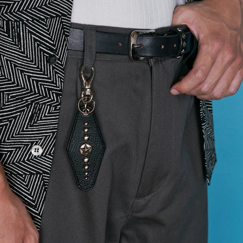 他の写真3: CALEE/SILVER STAR CONCHO LEATHER KEY RING ＜TYPE A＞（BLACK）［レザーキーリング-24春夏］