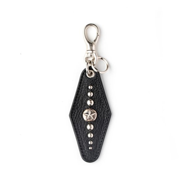 画像1: CALEE/SILVER STAR CONCHO LEATHER KEY RING ＜TYPE A＞（BLACK）［レザーキーリング-24春夏］