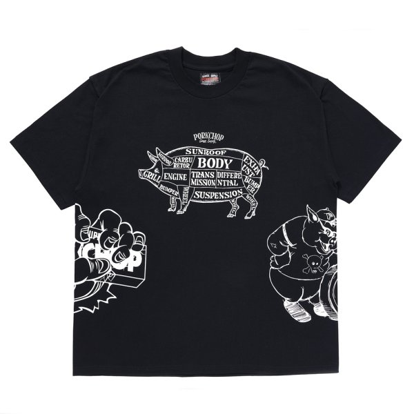 画像1: PORKCHOP/24 MULTI LOGOS TEE（BLACK）［プリントT-24春夏］