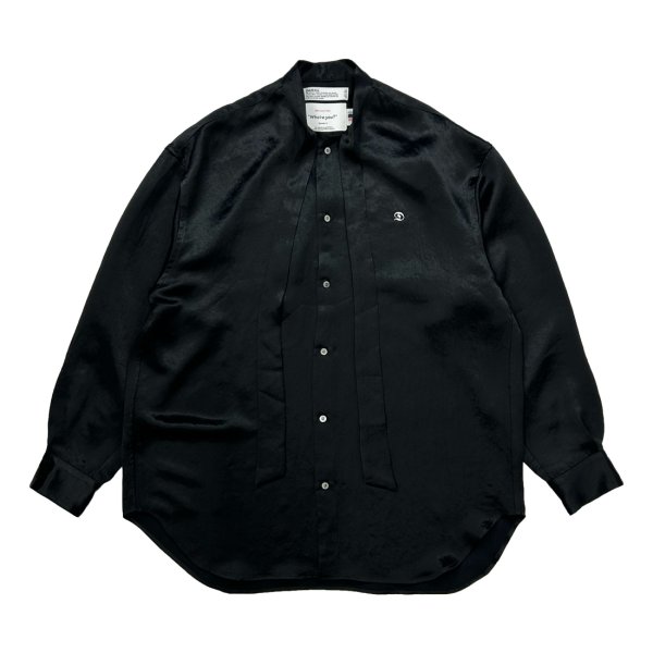 画像1: DAIRIKU/"D" Satin Scarf Tie Shirt（Black）［サテンスカーフタイシャツ-24秋冬］