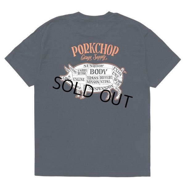 画像1: PORKCHOP/PORK BACK TEE（NAVY）［プリントT-24春夏］