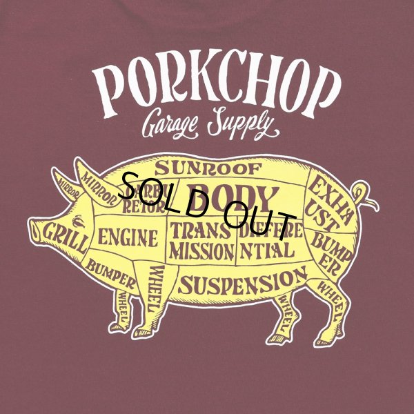 画像4: PORKCHOP/PORK BACK TEE（BURGUNDY）［プリントT-24春夏］