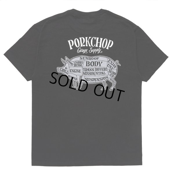 画像1: PORKCHOP/PORK BACK TEE（BLACK）［プリントT-24春夏］