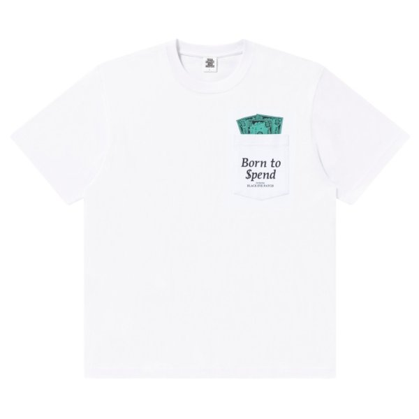 画像1: BlackEyePatch/BORN TO SPEND POCKET TEE（WHITE）