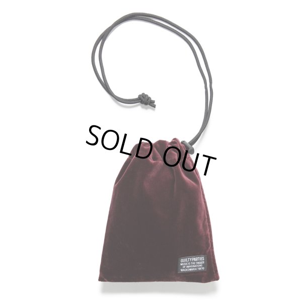 画像1: WACKO MARIA/VELVET DRAWSTRING BAG（BURGUNDY）［ドローストリングバッグ-24秋冬］