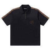 BlackEyePatch/LEOPARD BORDERED S/S WORK SHIRT（BLACK）