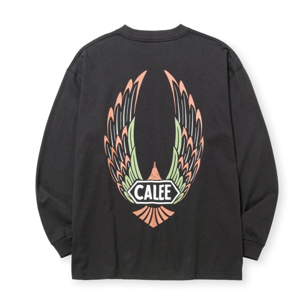 画像1: CALEE/VINTAGE TYPE WING LOGO L/S TEE ＜NATURALLY PAINT DESIGN＞（CHARCOAL）［プリント長袖T-24秋冬］