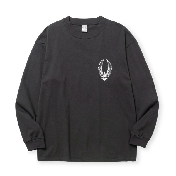 画像2: CALEE/VINTAGE TYPE WING LOGO L/S TEE ＜NATURALLY PAINT DESIGN＞（CHARCOAL）［プリント長袖T-24秋冬］