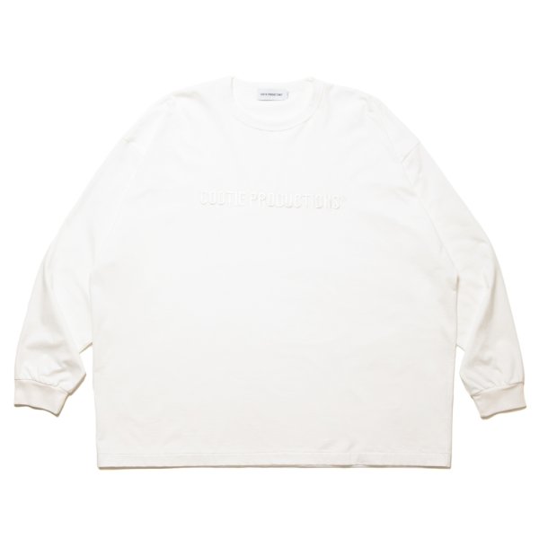 画像1: COOTIE PRODUCTIONS/Oversized L/S Tee（Embroidery）（White）［オーバーサイズ刺繍長袖T-24秋冬］