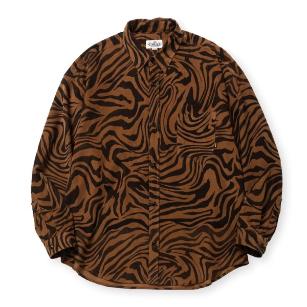 画像1: CALEE/ZEBRA PATTERN CORDUROY OVER SH（BROWN）［ゼブラコーデュロイオーバーシャツ-24秋冬］