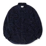 CALEE/ZEBRA PATTERN CORDUROY OVER SH（NAVY）［ゼブラコーデュロイオーバーシャツ-24秋冬］