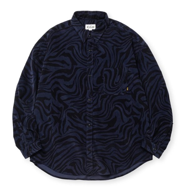 画像1: CALEE/ZEBRA PATTERN CORDUROY OVER SH（NAVY）［ゼブラコーデュロイオーバーシャツ-24秋冬］