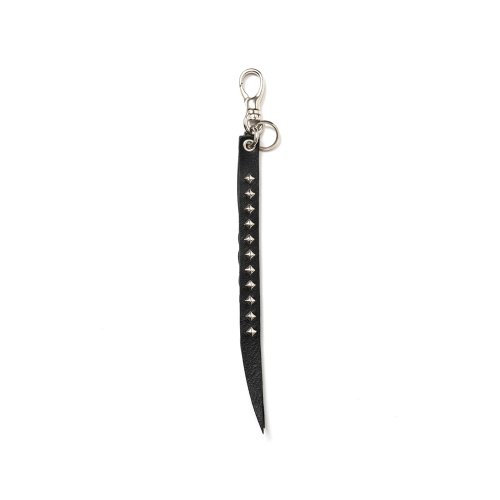 他の写真1: CALEE/STUDS & KNITTING LEATHER SHORT KEY RING（BLACK）［レザーショートキーリング-24秋冬］