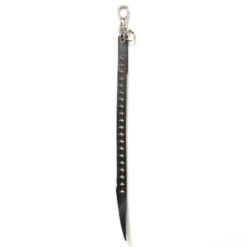 他の写真1: CALEE/STUDS & KNITTING LEATHER LONG KEY RING（BLACK）［レザーロングキーリング-24秋冬］