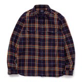 RATS/COTTON FLANNEL NAVY CHECK SHIRT（NAVY CHECK）［フランネルチェックシャツ-24秋冬］