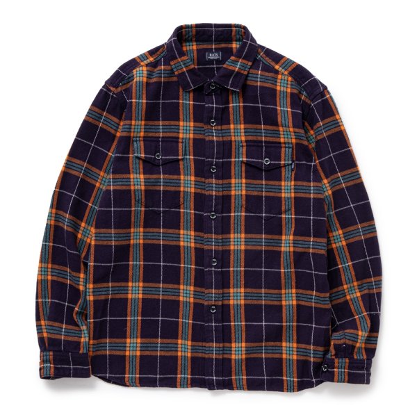 画像1: RATS/COTTON FLANNEL NAVY CHECK SHIRT（NAVY CHECK）［フランネルチェックシャツ-24秋冬］