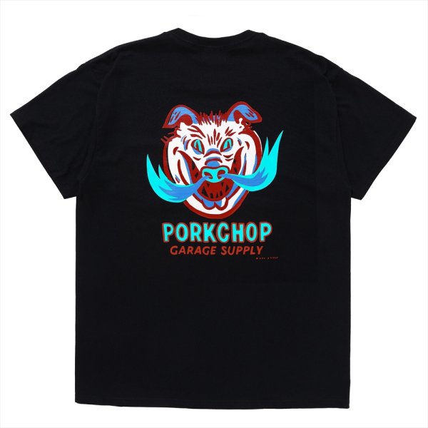 画像1: PORKCHOP/MASA SCULP POCKET TEE A（BLACK）［プリントポケT-24秋冬］