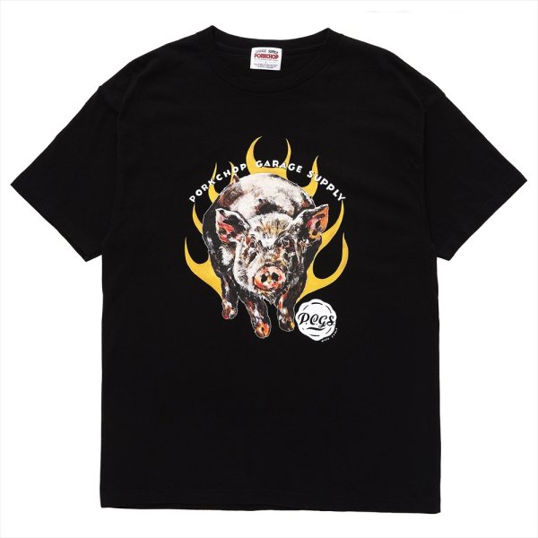 画像1: PORKCHOP/MASA SCULP TEE C（BLACK）［プリントT-24秋冬］