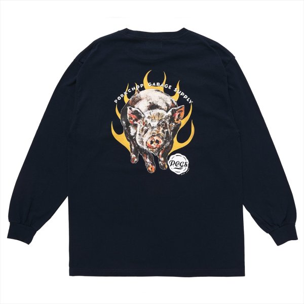 画像1: PORKCHOP/MASA SCULP L/S TEE C（NAVY）［プリント長袖T-24秋冬］