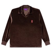 BlackEyePatch/SMALL HWC COLLARED VELOUR PULLOVER（BROWN）