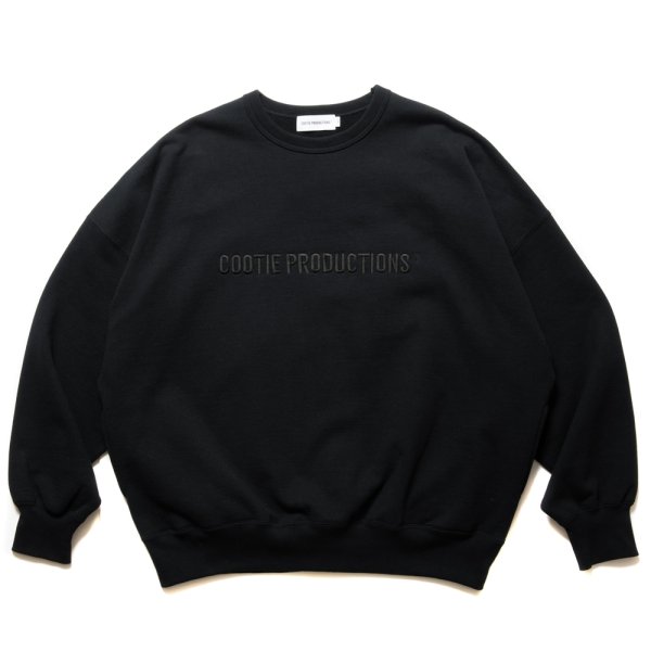 画像1: COOTIE PRODUCTIONS/Open End Yarn Sweat Crew（Embroidery）（Black）［スウェットクルー-24秋冬］