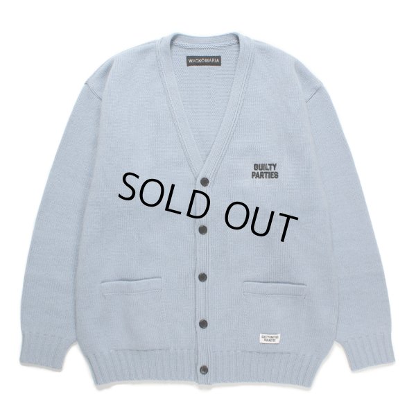 画像1: WACKO MARIA/CLASSIC KNIT CARDIGAN（BLUE）［クラシックニットカーディガン-24秋冬］