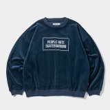 TIGHTBOOTH/PEOPLE HATE SKATE VELOUR L/S（Navy）［ベロア長袖-24秋冬］