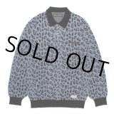 WACKO MARIA/LEOPARD JACQUARD KNIT POLO SHIRT（BLUE）［レオパードジャガードニットポロ-24秋冬］