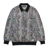 WACKO MARIA/PYTHON JACQUARD KNIT POLO SHIRT（LIGHT GRAY）［パイソンジャガードニットポロ-24秋冬］