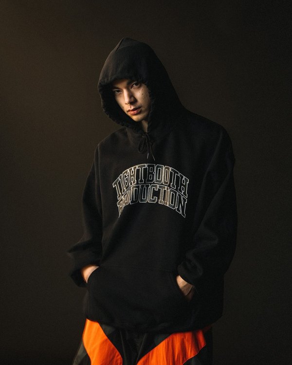 画像2: TIGHTBOOTH/COLLEGE HOODED SWEAT SHIRT（Black）［プルオーバーパーカー-24秋冬］