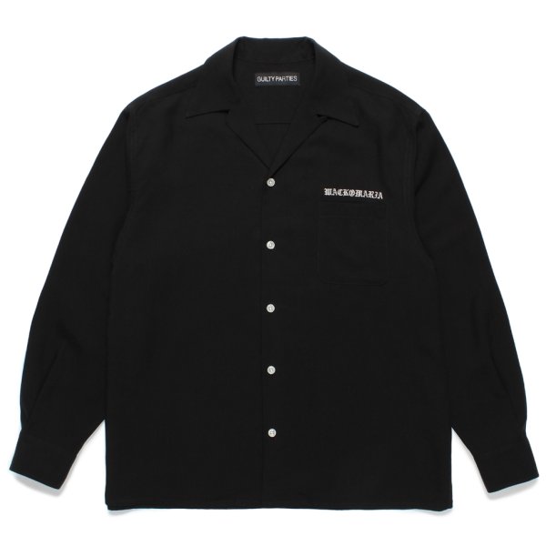 画像1: WACKO MARIA/50'S OPEN COLLAR SHIRT（BLACK）［50'Sオープンカラーシャツ-24秋冬］