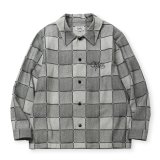 CALEE/BLOCK CHECK OVER SIZE SHIRT JACKET（IVORY）［ブロックチェックオーバーサイズシャツJKT-24秋冬］