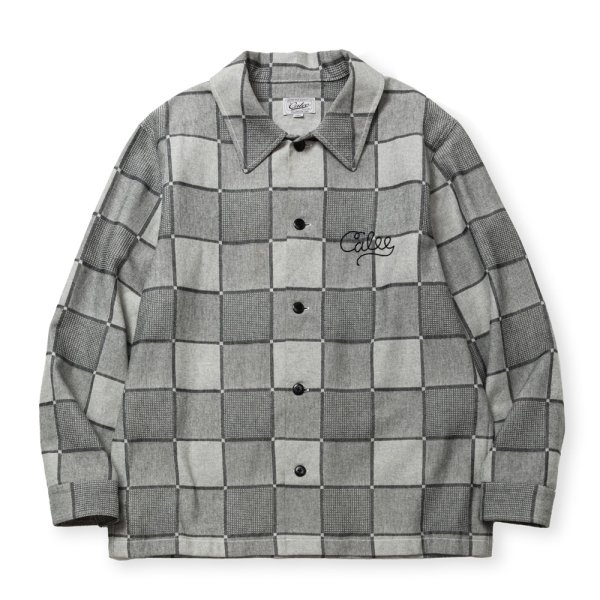 画像1: CALEE/BLOCK CHECK OVER SIZE SHIRT JACKET（IVORY）［ブロックチェックオーバーサイズシャツJKT-24秋冬］