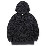 CALEE/ZEBRA PATTERN DROP PULLOVER HD（BLACK/CHARCOAL）［ゼブラプルオーバーパーカー-24秋冬］