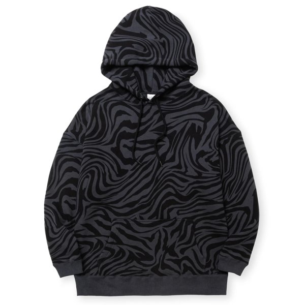 画像1: CALEE/ZEBRA PATTERN DROP PULLOVER HD（BLACK/CHARCOAL）［ゼブラプルオーバーパーカー-24秋冬］