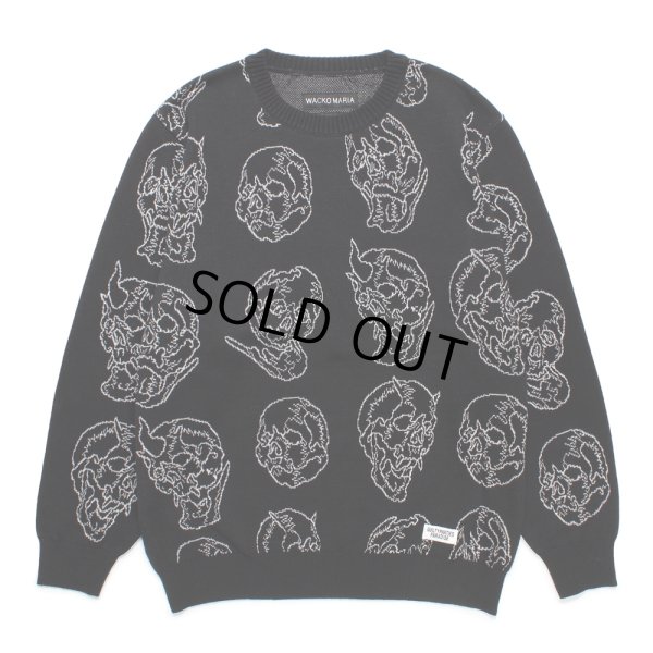 画像1: WACKO MARIA/56 TATTOO STUDIO / JACQUARD KNIT SWEATER（BLACK）［ジャガードセーター-24秋冬］