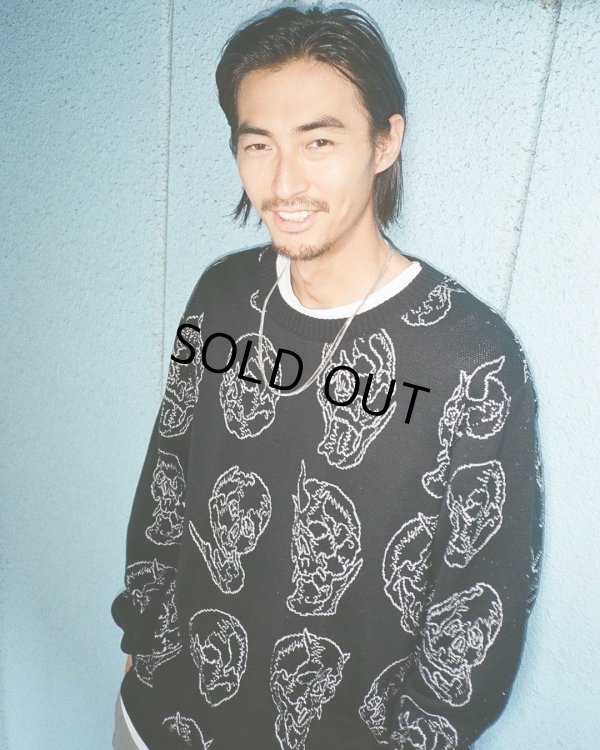 画像2: WACKO MARIA/56 TATTOO STUDIO / JACQUARD KNIT SWEATER（BLACK）［ジャガードセーター-24秋冬］