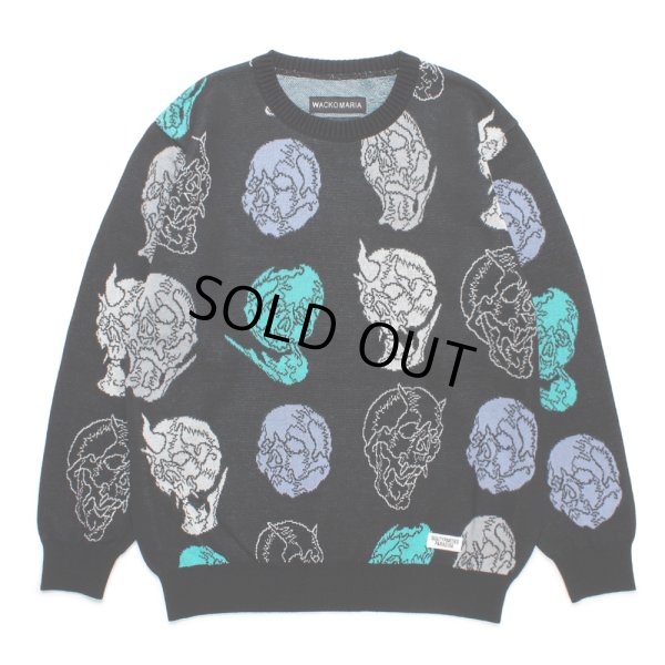 画像1: WACKO MARIA/56 TATTOO STUDIO / JACQUARD KNIT SWEATER（BLACK）［ジャガードセーター-24秋冬］