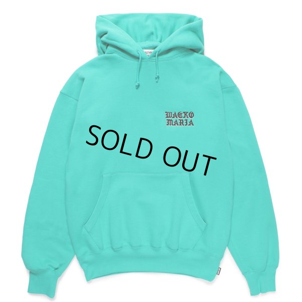 画像1: WACKO MARIA/MIDDLE WEIGHT HOODED SWEAT SHIRT（TURQUOISE）［プルオーバーパーカー-24秋冬］