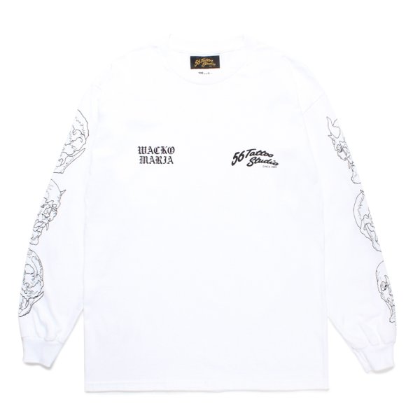 画像1: WACKO MARIA/56 TATTOO STUDIO / LONG SLEEVE T-SHIRT（WHITE）［プリント長袖T-24秋冬］