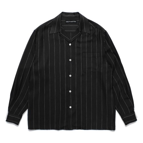 他の写真1: WACKO MARIA/STRIPED OPEN COLLAR SHIRT（BLACK）［ストライプオープンカラーシャツ-24秋冬］