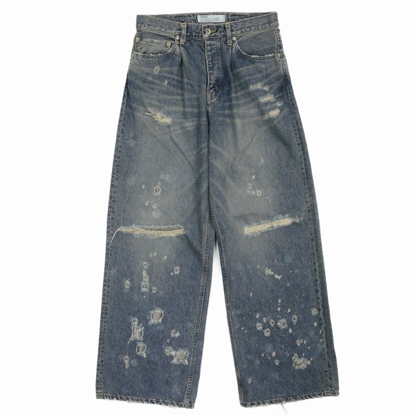 画像1: DAIRIKU/Super Damage Wide Denim Pants（Indigo）［スーパーダメージワイドデニムパンツ-24秋冬］