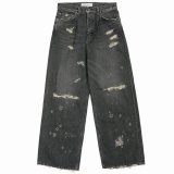 DAIRIKU/Super Damage Wide Denim Pants（Black）［スーパーダメージワイドデニムパンツ-24秋冬］