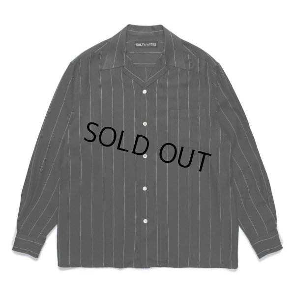 画像1: WACKO MARIA/STRIPED OPEN COLLAR SHIRT（BLACK）［ストライプオープンカラーシャツ-24秋冬］