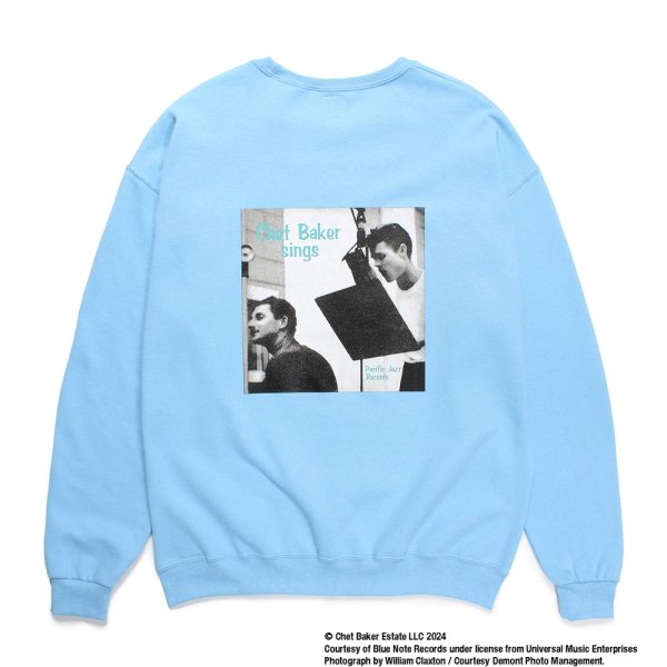 画像1: WACKO MARIA/CHET BAKER / SWEAT SHIRT（BLUE）［クルーネックスウェット-24秋冬］