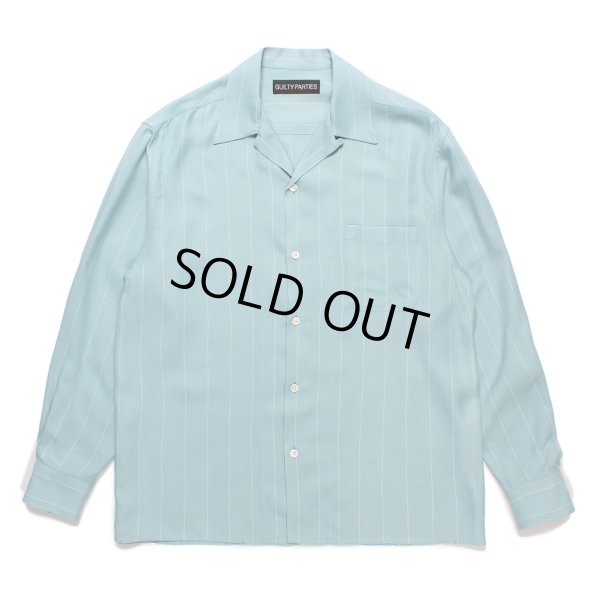 画像1: WACKO MARIA/STRIPED OPEN COLLAR SHIRT（MINT）［ストライプオープンカラーシャツ-24秋冬］