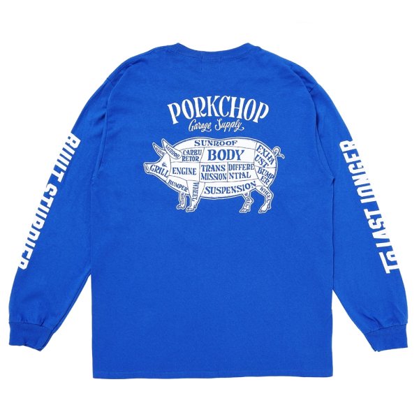 画像1: PORKCHOP/PORK BACK L/S TEE（ROYAL）［プリント長袖T-24秋冬］