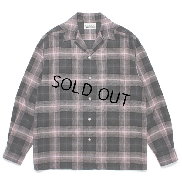 画像1: WACKO MARIA/OMBRE CHECK OPEN COLLAR SHIRT（PINK）［オンブレチェックオープンカラーシャツ-24秋冬］